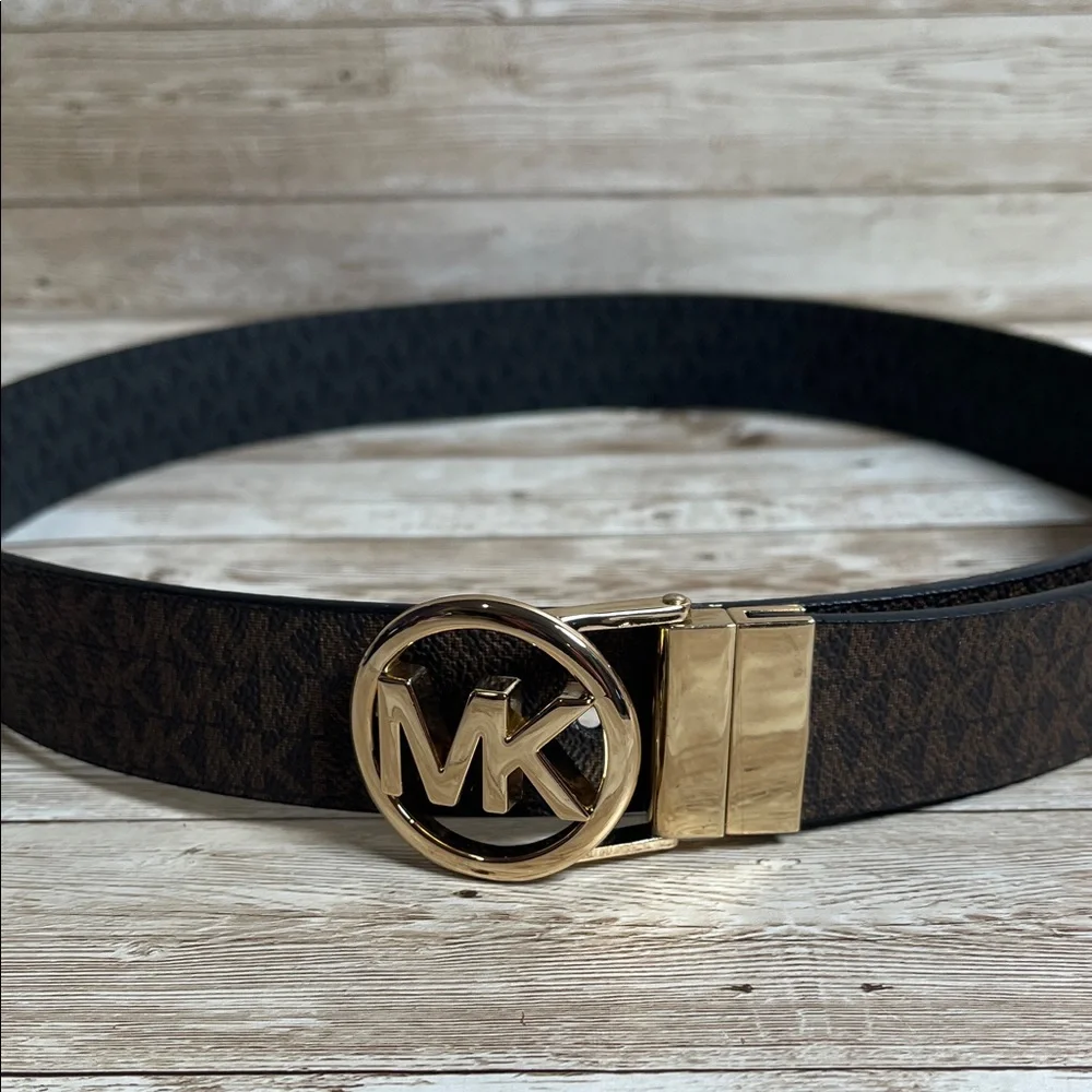 Michael Kors Black and Gold Women's Belt Size Medium NEW